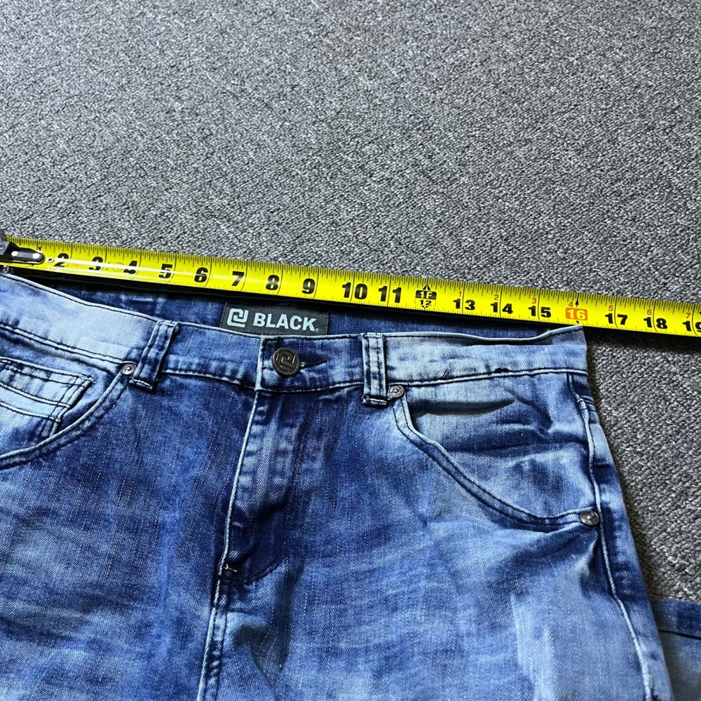 CJ Black Relaxed Straight Jeans 30x32 Blue Acid Wash Distressed Streetwear - Picture 6 of 9